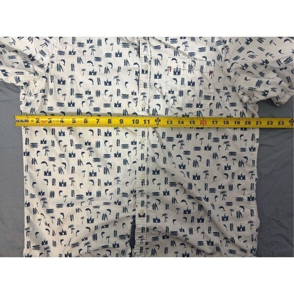 Burnside Men's White Tropical Print Button Down Short Sleeve Shirt Size M - Picture 7 of 7